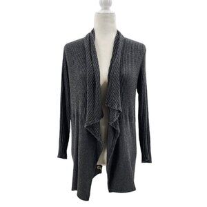 Velvet by Graham & Spencer Waffle Ribbed Knit Gray Cardigan Sweater Womens Small